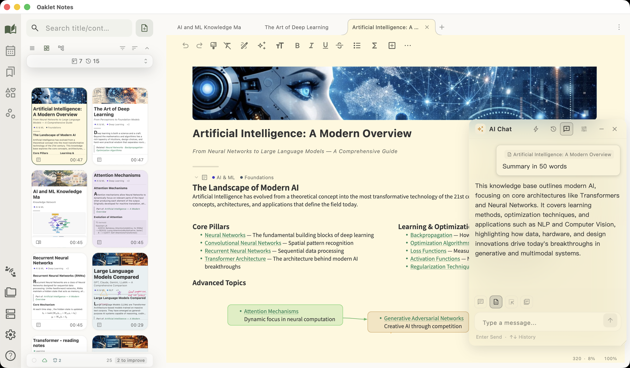 Oaklet Notes — Editor with AI Assistant